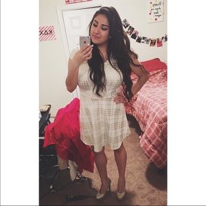 White & Gold Holiday Cocktail Dress